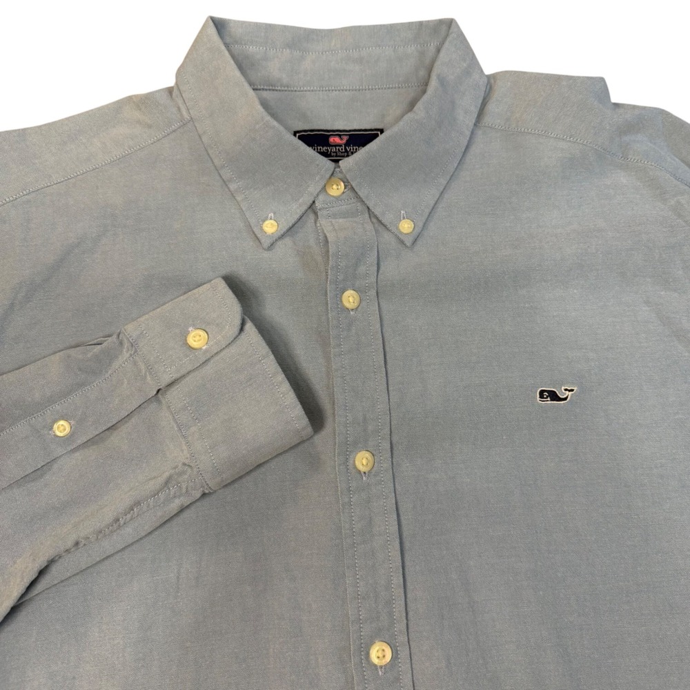 Vineyard Vines Mens XL Classic Fit Whale Shirt Light Blue LS Button Down
